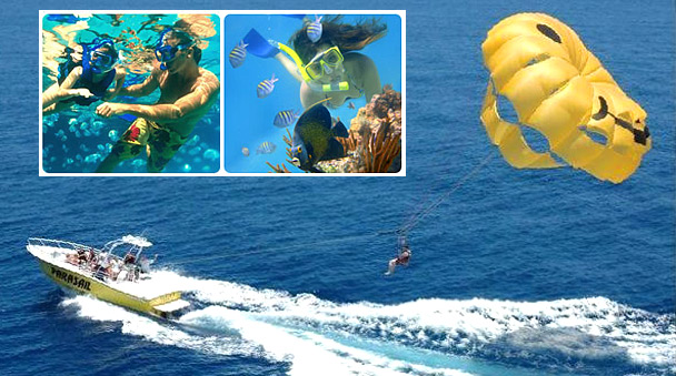 Parasailing Parachute and Snorkeling in Playa Maroma