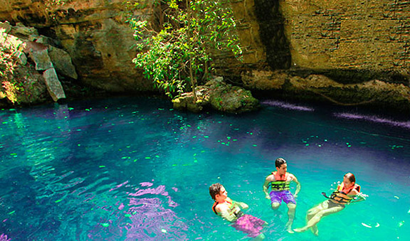 cool off in a beautiful cenote