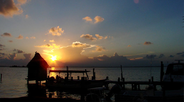 Sunset at Nichupte Lagoon in Cancun
