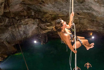 Rappel into a Cenote at Pacchen