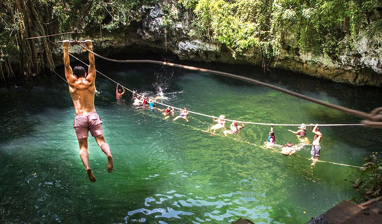 Fly away and deep yourself into the cenote land