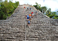 Climbing Pyramid in Coba 